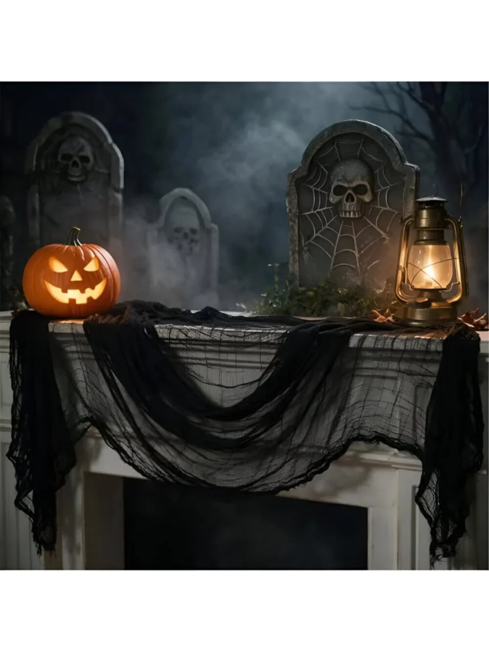 5 Pack 30x90 Black Halloween Cloth Creepy Cloth Tattered Gauze Decor